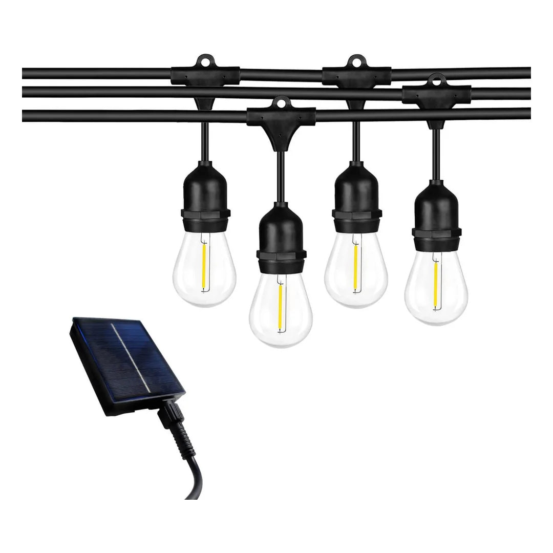 Cordel de Luz Solar Vintage Onnas: 10 ampolletas de filamento y panel solar