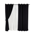 Set de cortinas Valdivia Mashini en negro pleno, 8 piezas con visillo