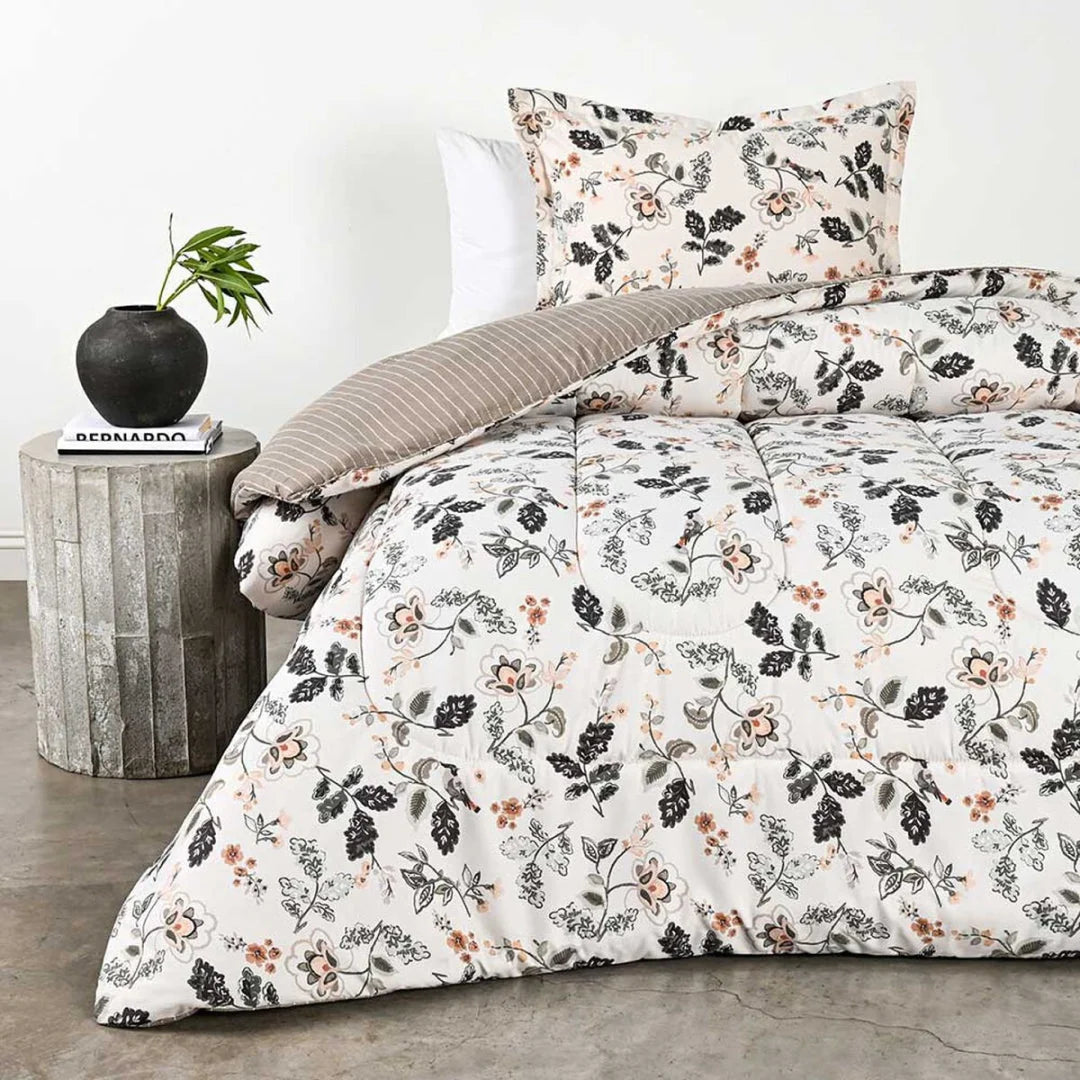 Plumón Reversible Cannon - diseño 2, blanco floral