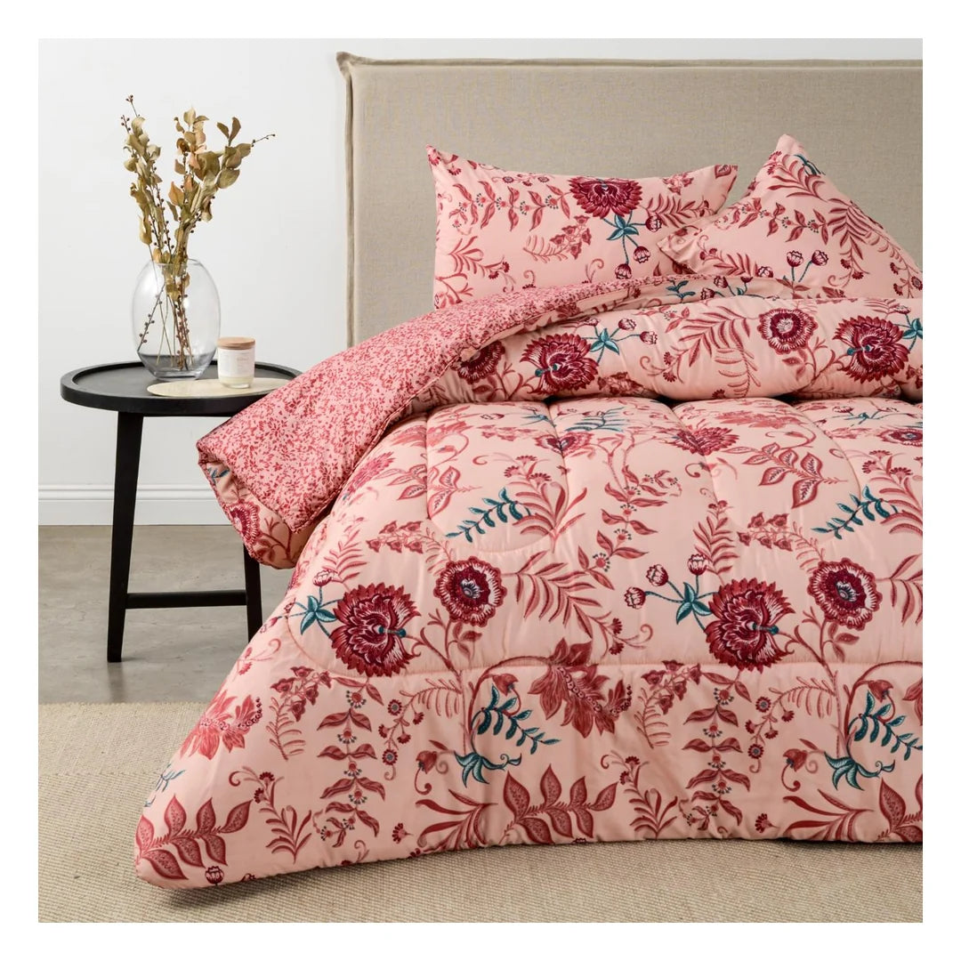 Plumón Reversible Cannon - diseño 4, rosa floral