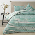 Quilt Estampado Verde Agua American Family sobre la cama