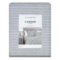 Sábana Vintura Cannon sobre cama, rayas finas grises con puntitos blancos