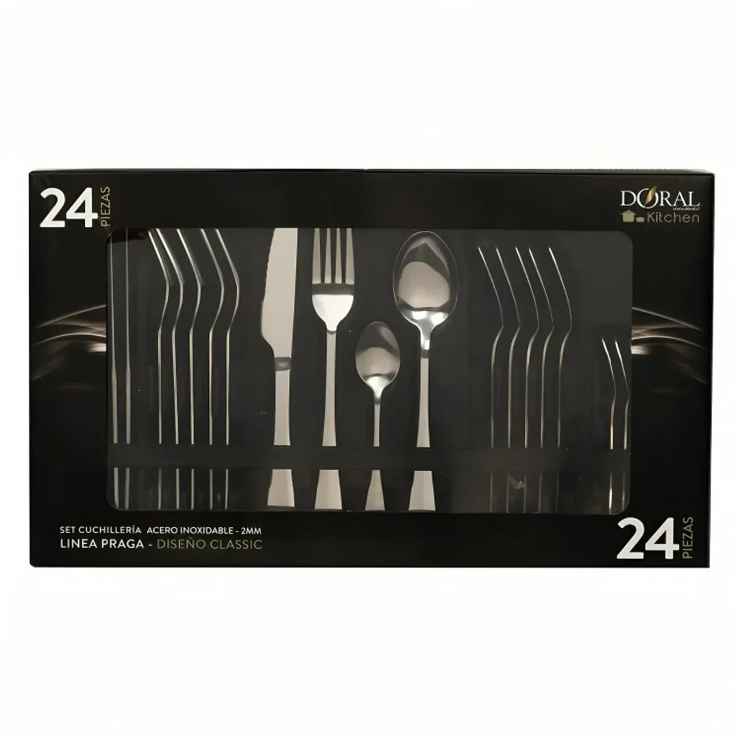 Set de 24 Cubiertos Praga Doral