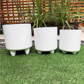 Set de 3 Maceteros Blancos Onnas: grande 26x23 cm + mediano 22x20 cm + chico 20x17 cm