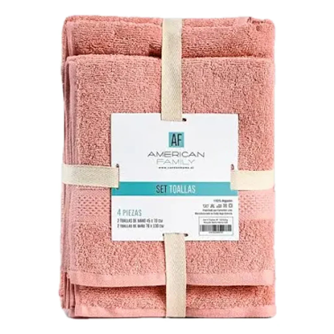 Set de 4 Toallas American Family - Coral