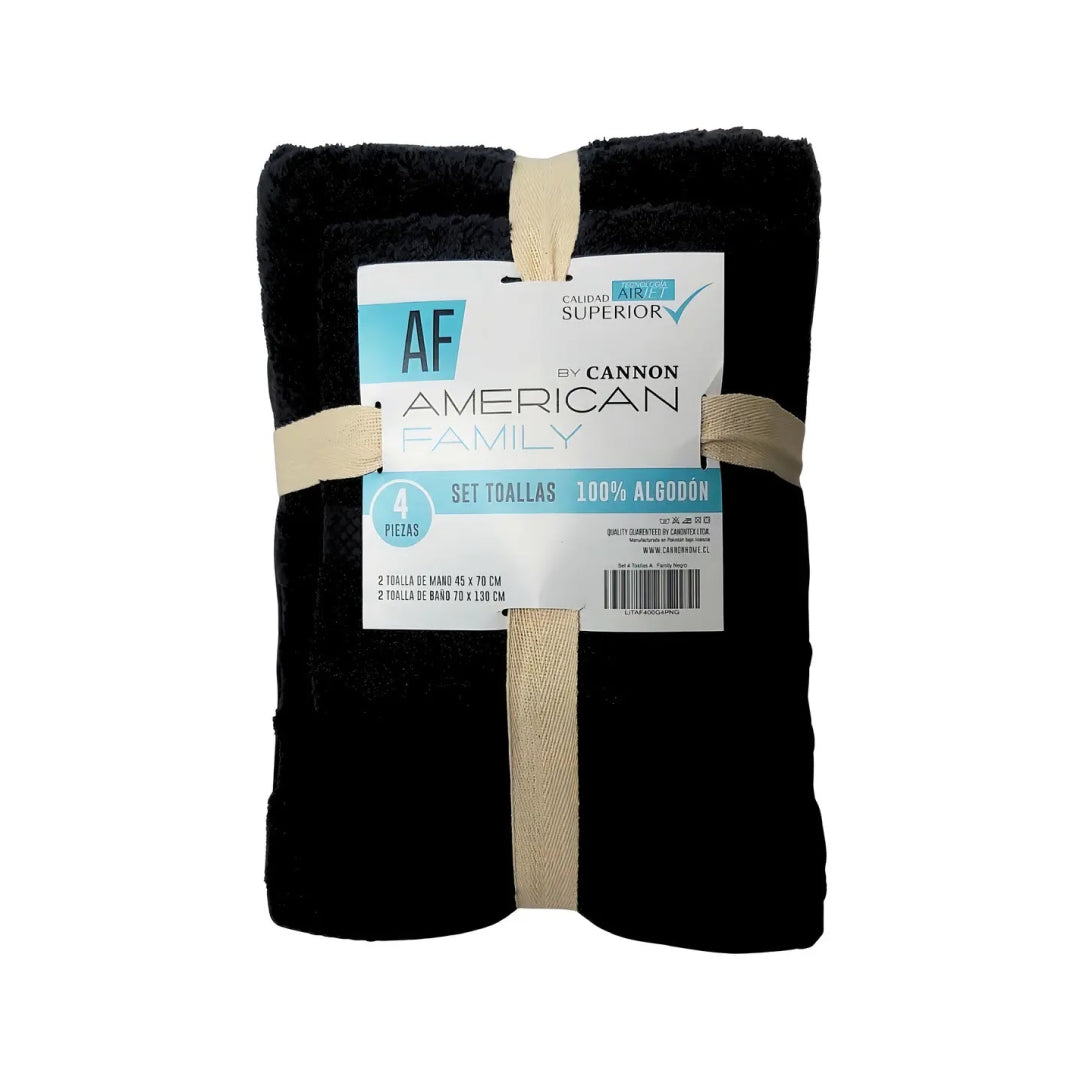 Set de 4 Toallas American Family - Gris