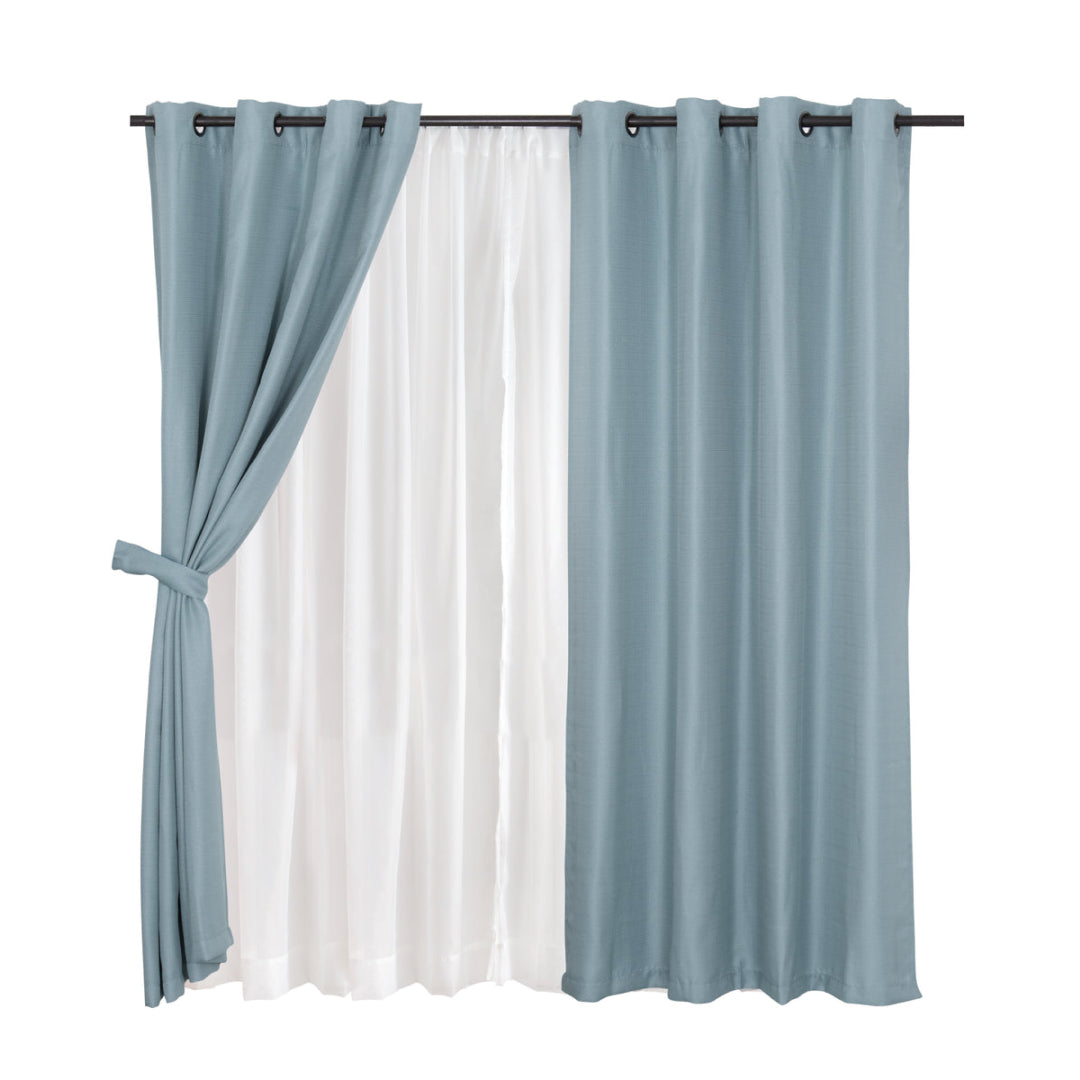 Set de Cortinas 8 piezas Rústica 140x220 cm Mashini: 2 paños + 2 velos + 2 abrazaderas de tela + 2 abrazaderas de cordón - vista 2