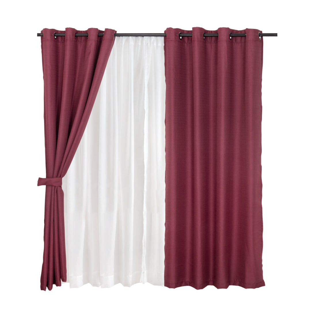 Set de Cortinas 8 piezas Rústica 140x220 cm Mashini: 2 paños + 2 velos + 2 abrazaderas de tela + 2 abrazaderas de cordón - vista 3