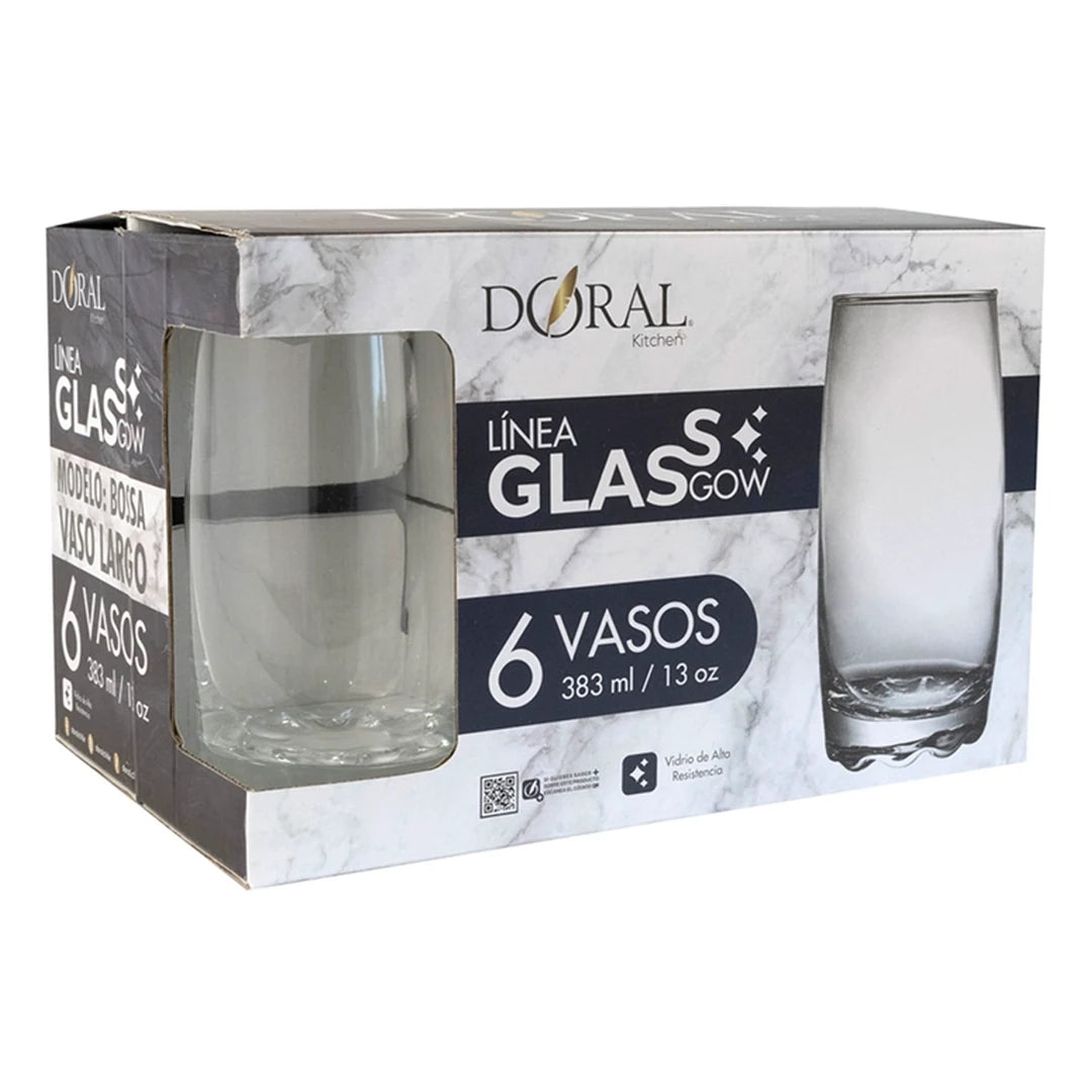Set de 6 Vasos Glass Gow Modelo Bossa Doral