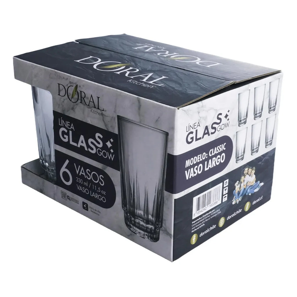 Set de 6 Vasos Glass Gow Modelo Classic Doral