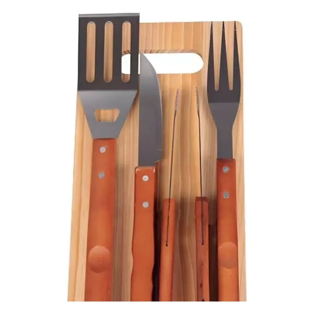 Set Parrillero con Tabla Onnas - detalle de los mangos de madera